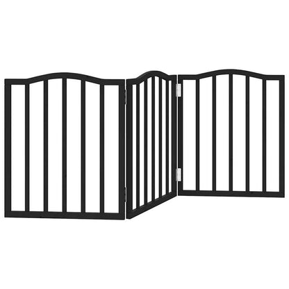 Vidaxl Puerta Para Perros Plegable 3 Paneles Madera Álamo Negra 150 Cm_5