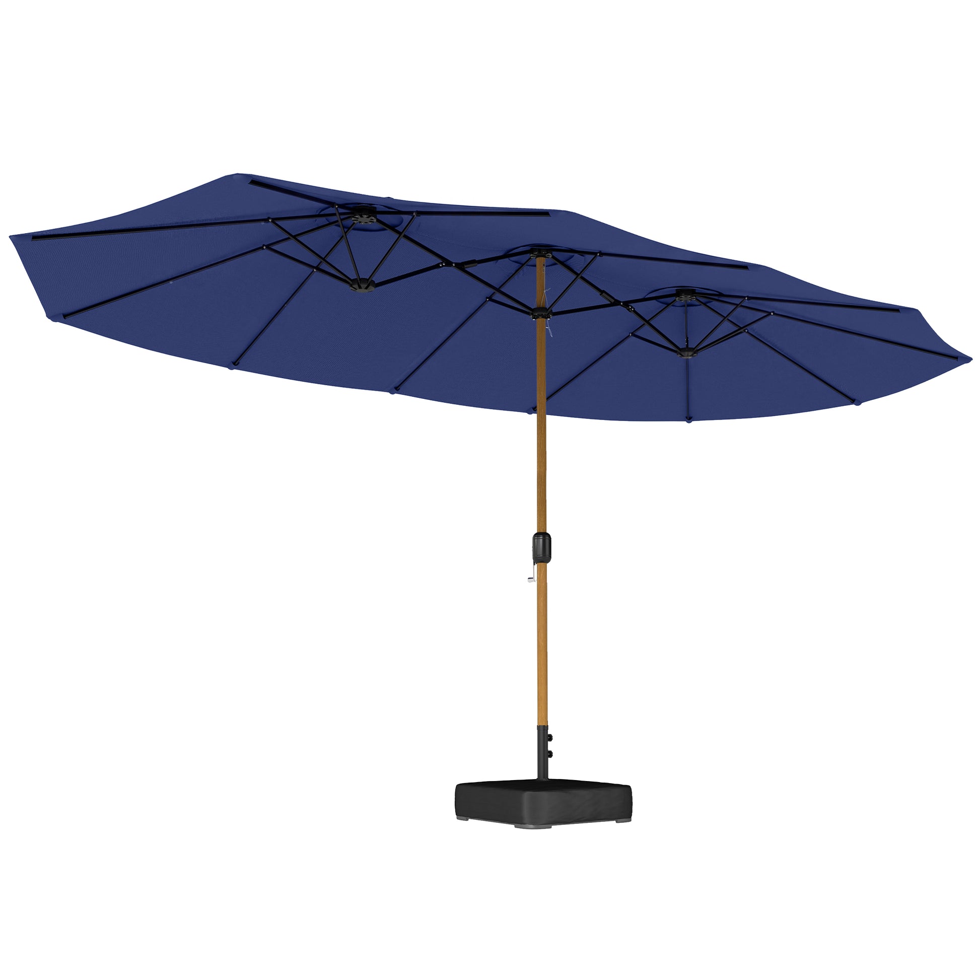 Outsunny Sombrilla Doble 4,7x2,8 M Con Base Incluida Manivela Sacos De Arena_0