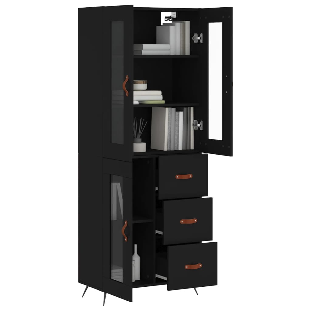 Aparador Alto Madera Contrachapada Negro 69,5x34x180 Cm_2