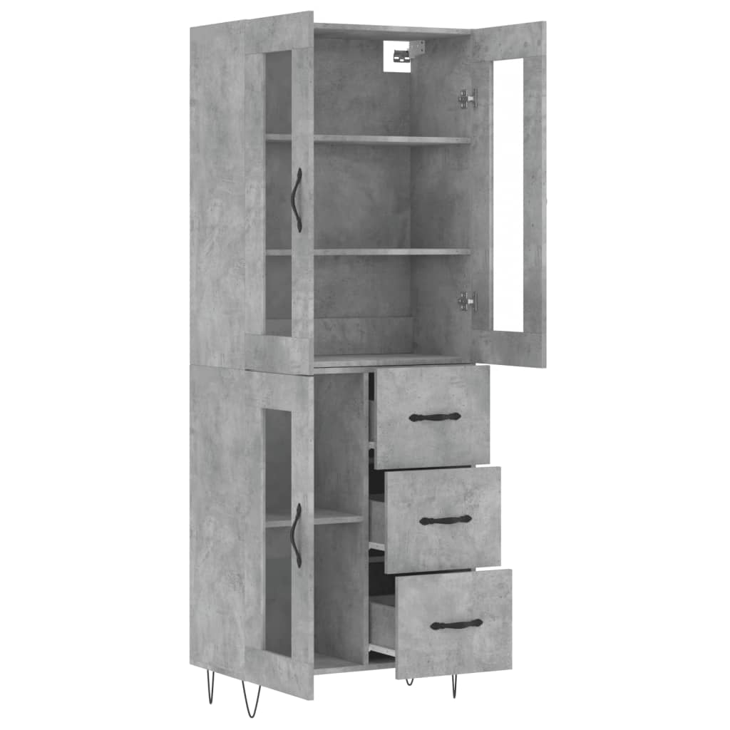 Aparador Alto Madera Contrachapada Gris Hormigón 69,5x34x180 Cm_3