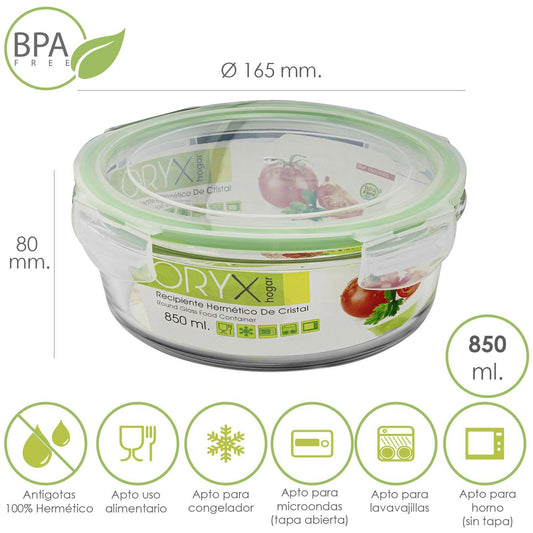 Recipiente Hermetico Cristal Redondo 850 Ml. Ø 165 X 8 (alt) Cm._0