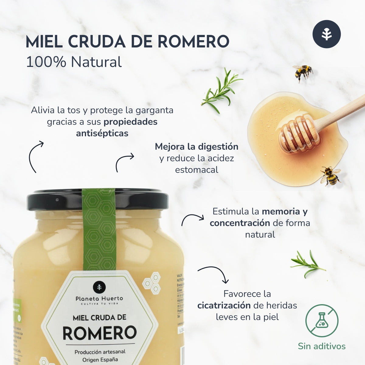 Miel Cruda de Romero Planeta Huerto 500 g