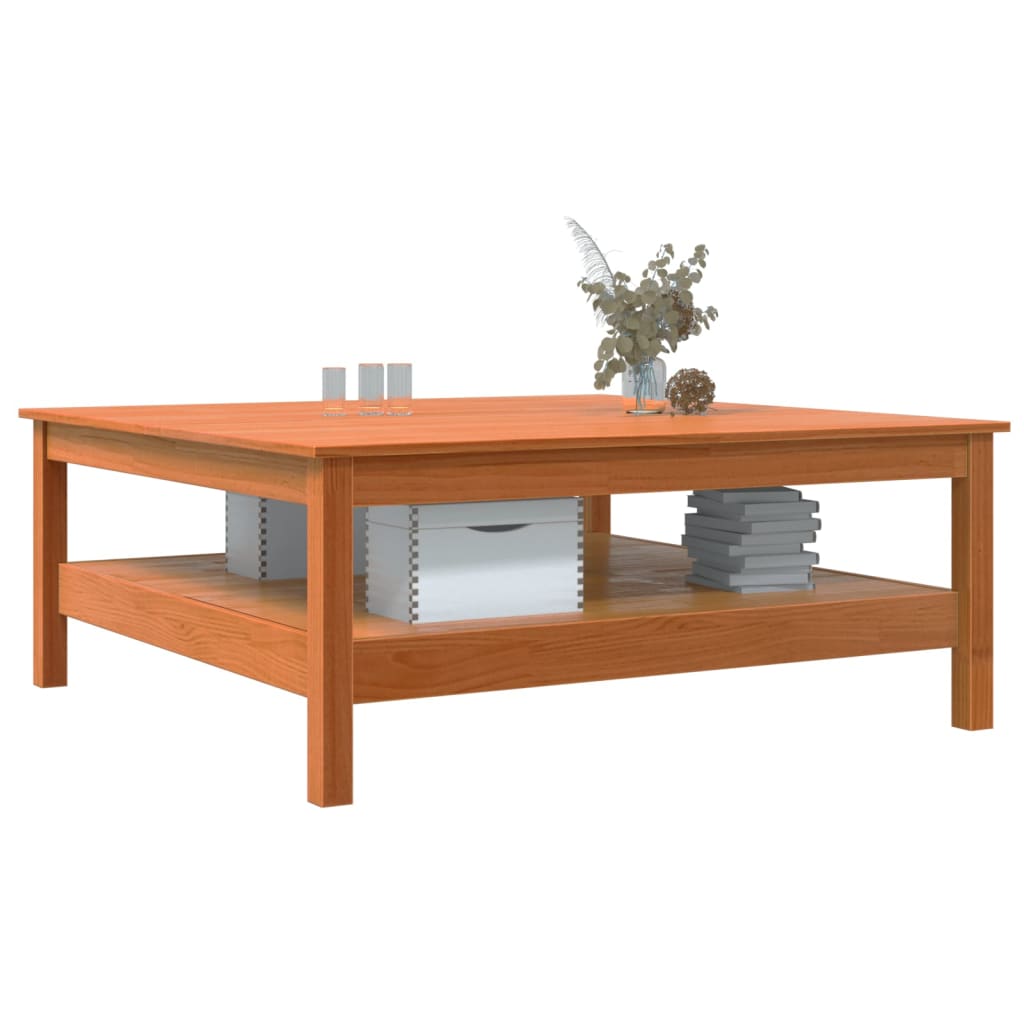 Mesa De Centro Madera Maciza De Pino Marrón Cera 100x100x40 Cm_2