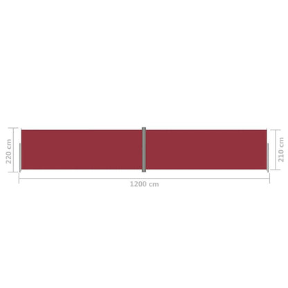 Vidaxl Toldo Lateral Retráctil Rojo 220x1200 Cm_2