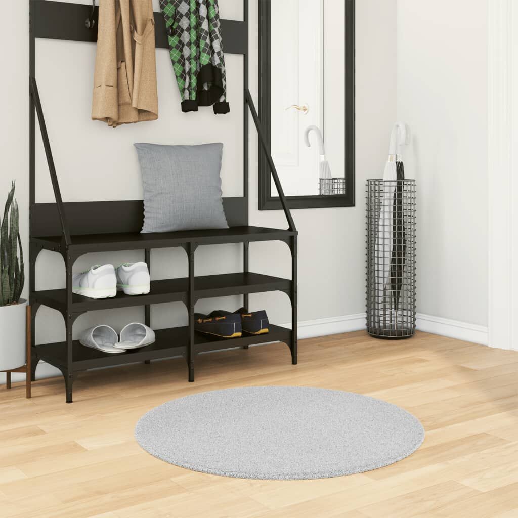 Vidaxl Alfombra De Pelo Corto Suave Lavable Huarte Gris Ø 80 Cm_1