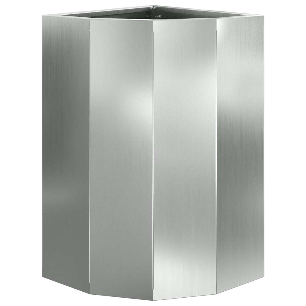 Macetero De Esquina Plateado 30 X 30 X 50 Cm Acero Galvanizado_4