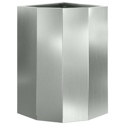 Macetero De Esquina Plateado 30 X 30 X 50 Cm Acero Galvanizado_4