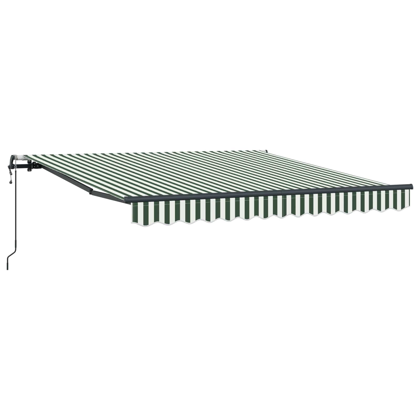 Toldo Retráctil Verde Y Blanco 300 X 250 Cm Tela Y Aluminio_0