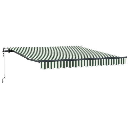 Toldo Retráctil Verde Y Blanco 300 X 250 Cm Tela Y Aluminio_0