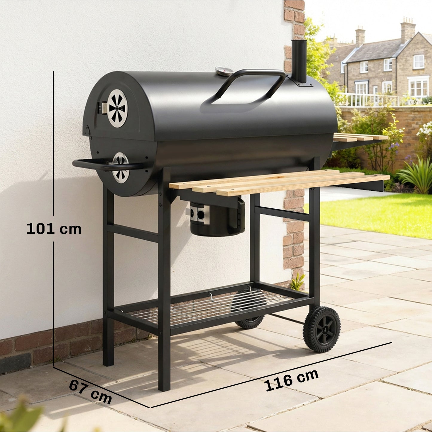 Outsunny Barbacoa De Carbón Portátil Con Asador Eléctrico Estantes Plegables_2