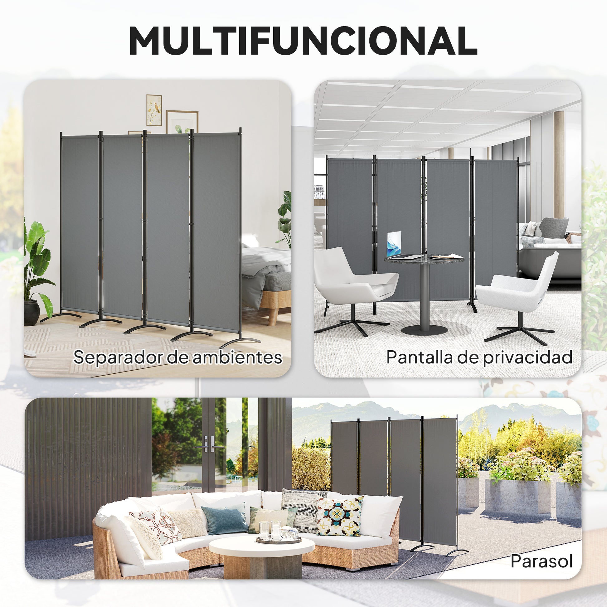 Outsunny Biombo Separador De Ambientes De 4 Paneles_3