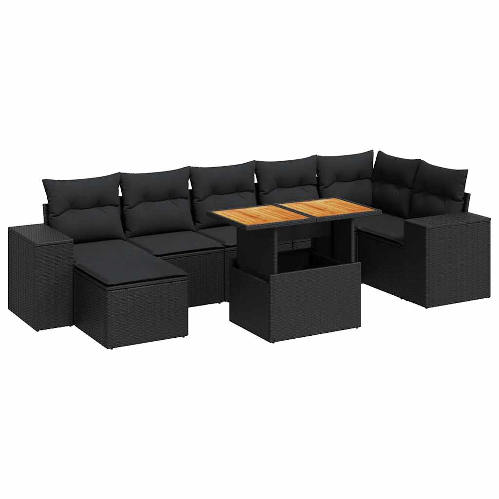 Set De Sofás De Jardín Y Cojines 8 Piezas Ratán Sintético Negro / Vetonek_4