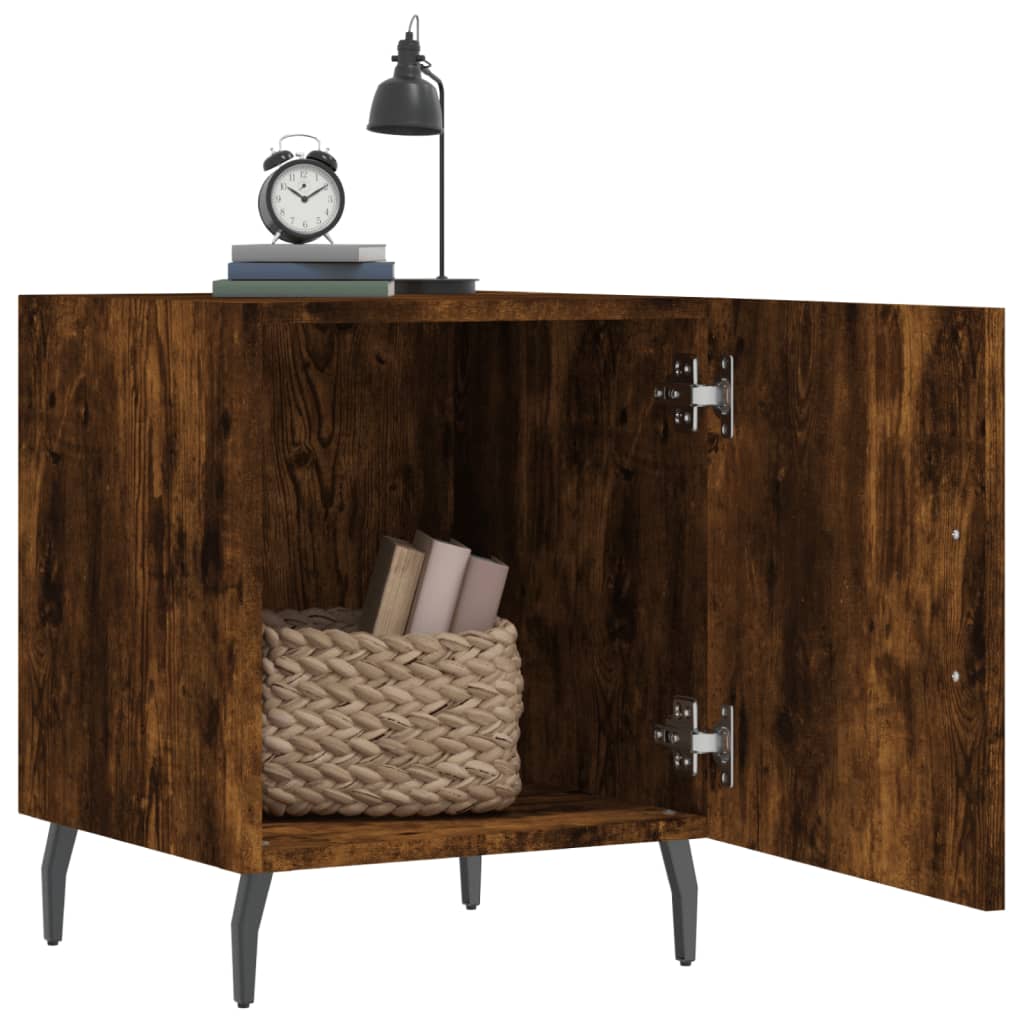 Mesita De Noche Madera De Ingeniería Roble Ahumado 40x40x50 Cm_1