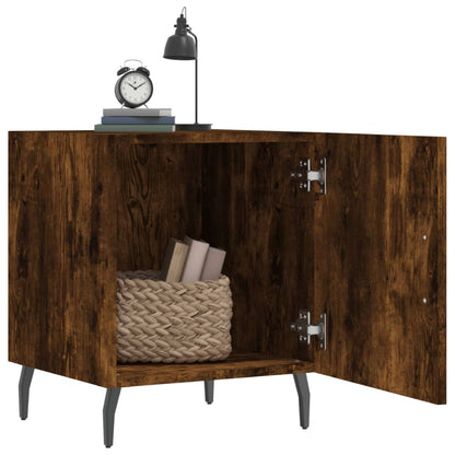 Mesita De Noche Madera De Ingeniería Roble Ahumado 40x40x50 Cm_1