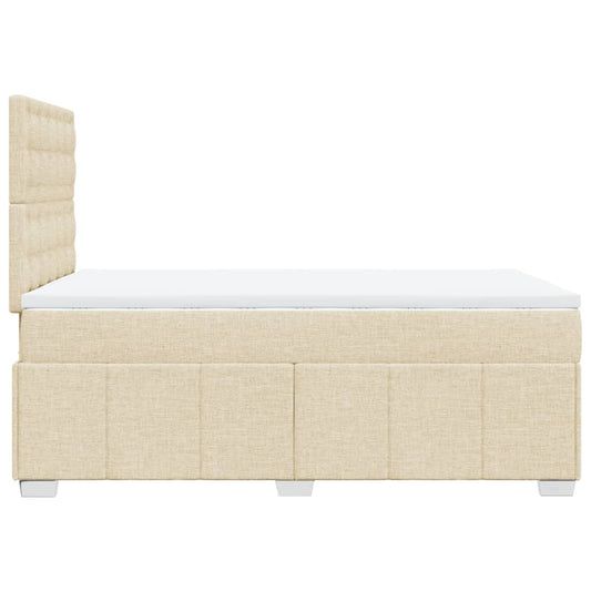 Cama Box Spring Con Colchón Tela Color Crema 120x200 Cm / Vetonek_0