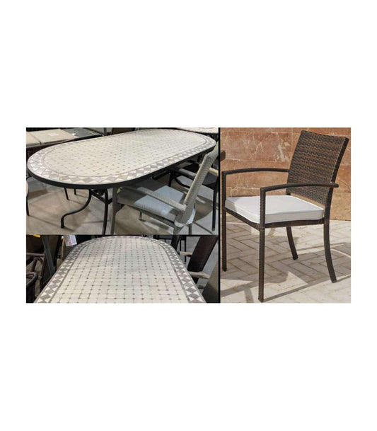 Conjunto De Mesa Y 6 Sillones Con Cojines Para Terraza O Jardin Mosaico Montecarlo/bahia-200/6._0