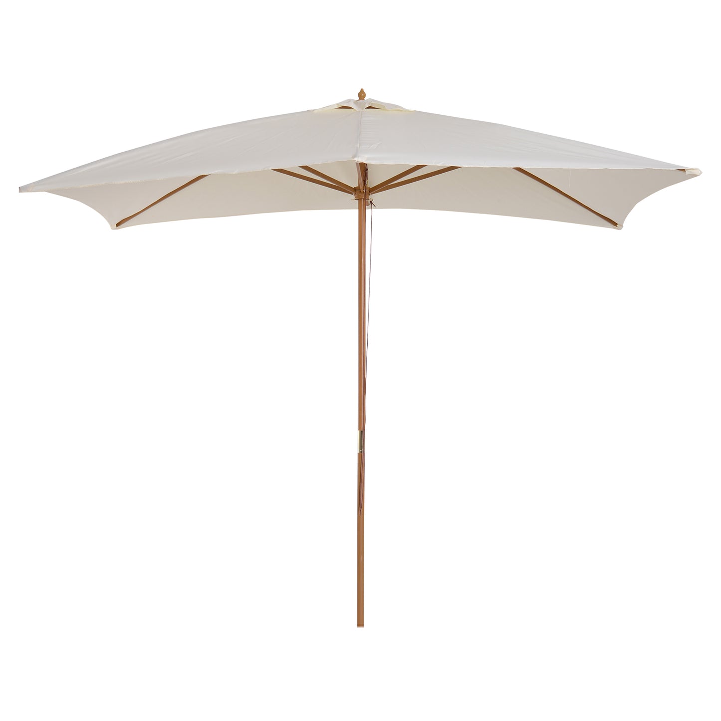 Outsunny Sombrilla Jardín 295x200cm Con Mástil De Madera Y Polea Crema_0