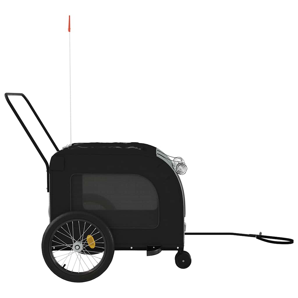 Remolque Bicicleta Para Mascotas Hierro Tela Oxford Negro Gris_5