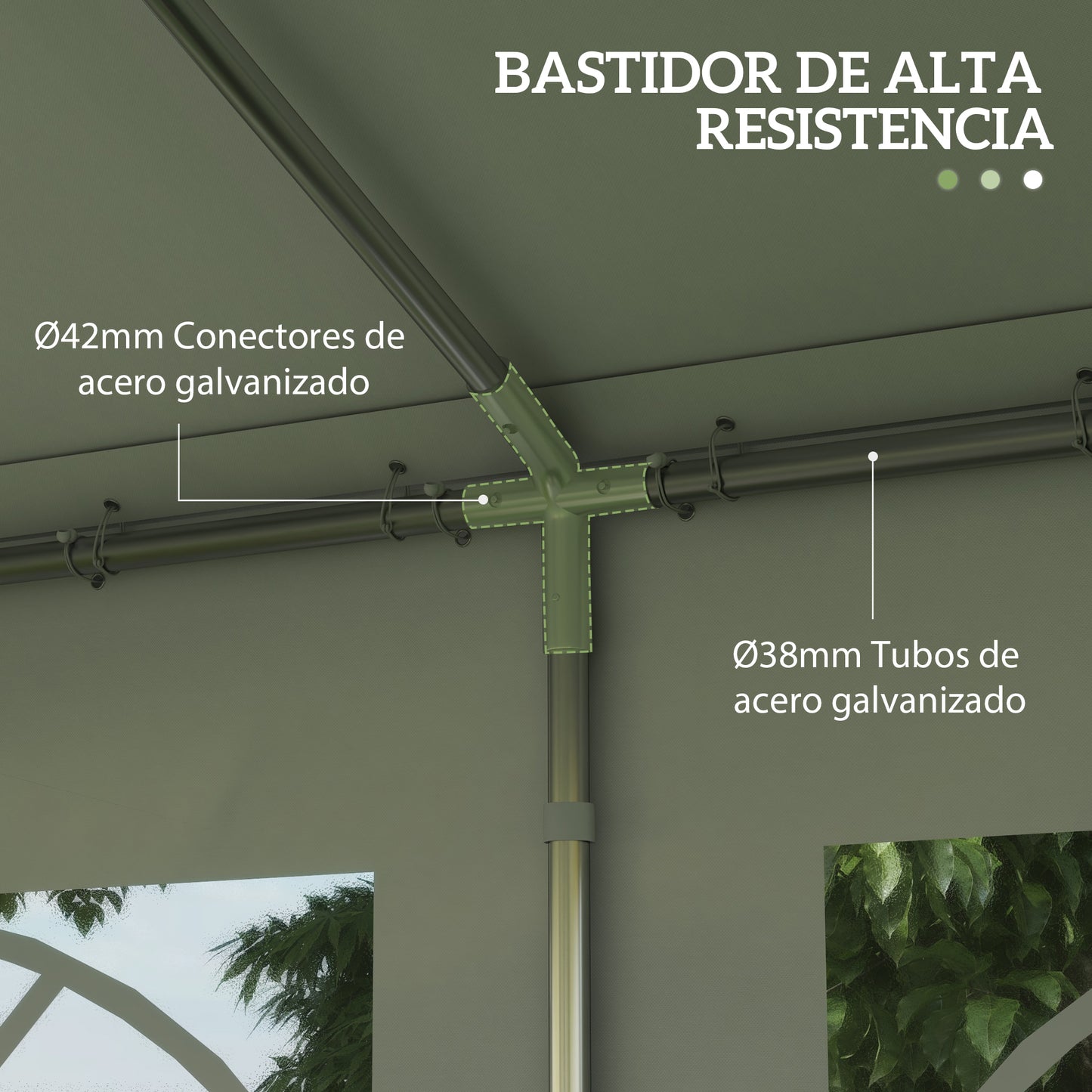 Outsunny Carpa 6x4x2.8m Acero Galvanizado Pabellon Carpas Boda Gazebo Cenador_3