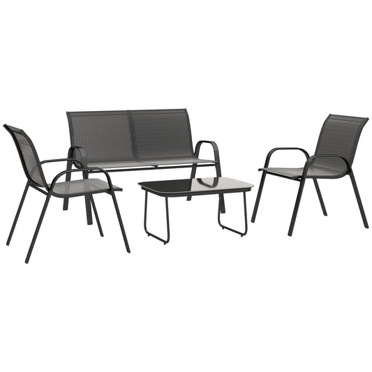 Outsunny Conjunto De Jardín Exterior De 4 Piezas Negro_0