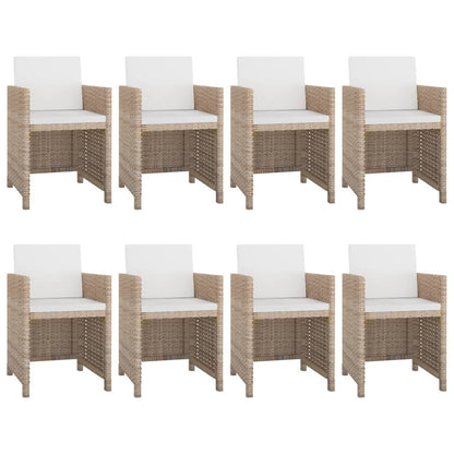 Vidaxl Set Comedor De Jardín 9 Piezas Y Cojines Ratán Sintético Beige_1