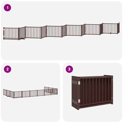 Vidaxl Puerta De Perros Plegable 12 Paneles Madera Álamo Marrón 960 Cm_4