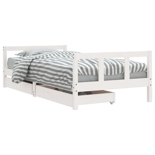 Vidaxl Estructura De Cama Infantil Con Cajones Madera Blanco 90x190 Cm_0