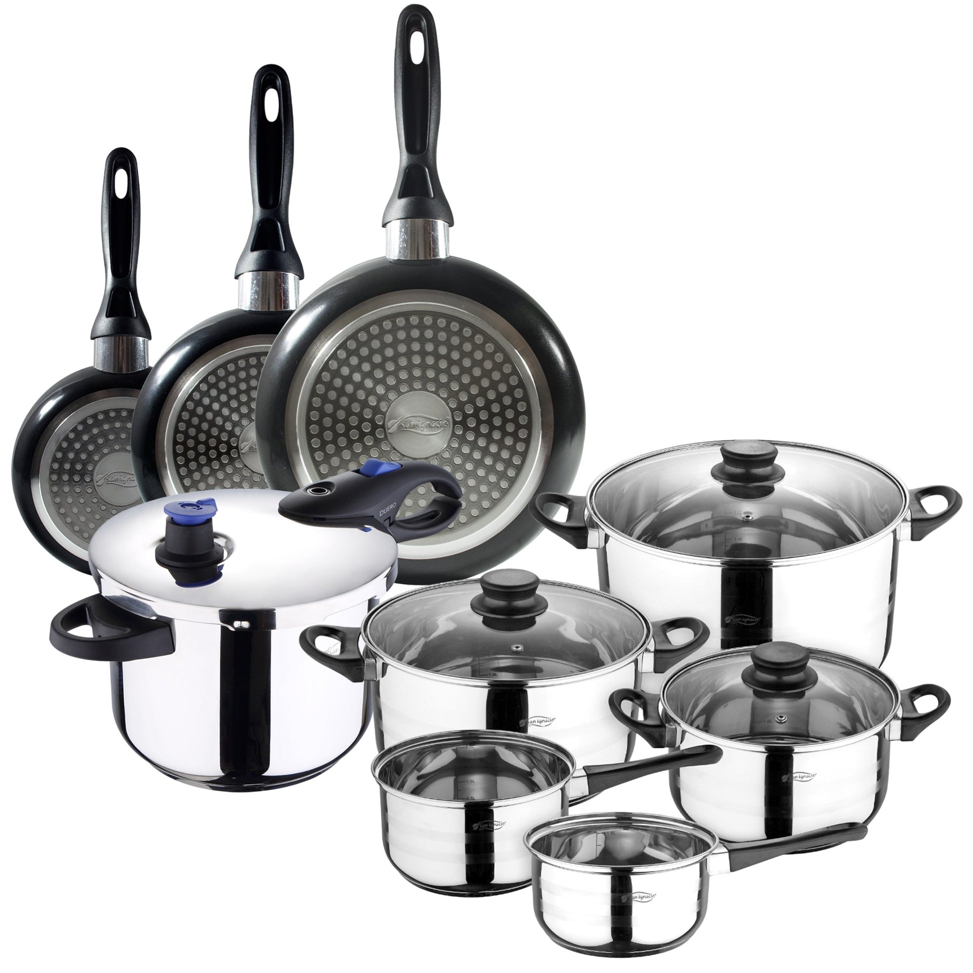 Set Batería 8pc + 3 Sartenes 16/20/24cm + Olla A Presión Ø22 De 5,5l San Ignacio_0