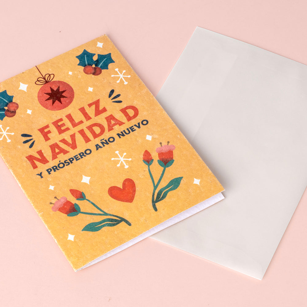 Tarjeta Navideña Plantable Feliz Navidad Con Semillas De Flores - Regalo Original - Resetea_2