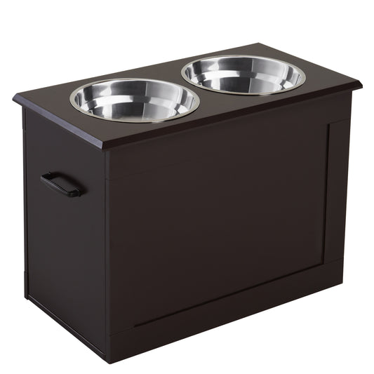 Pawhut Comedero Elevado Para Perros Con 2 Cuencos De Acero Inoxidable Marrón_0