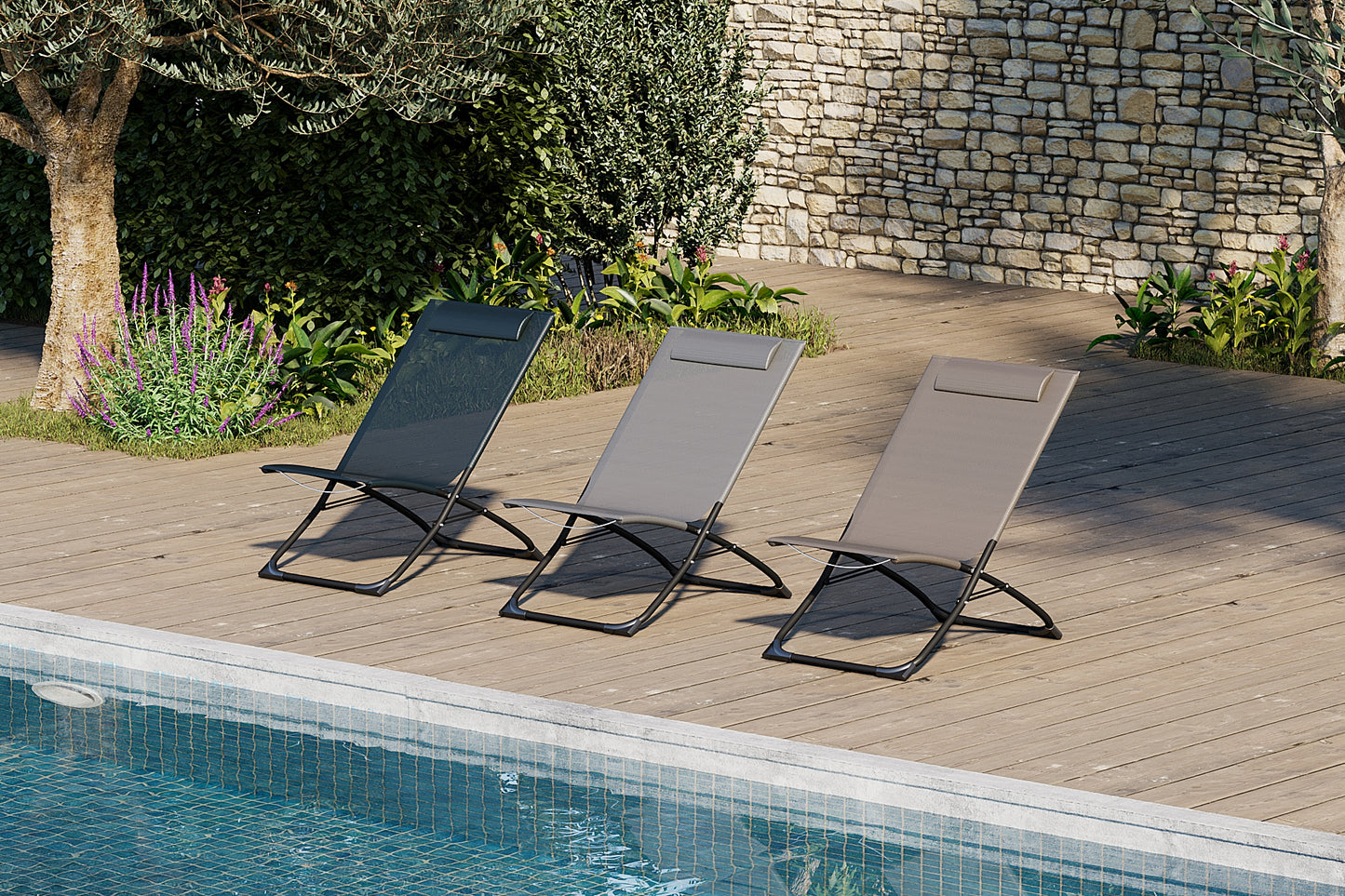 Juego De 2 Sillas De Jardín Plegables De Acero Azul - Muebles De Jardín - Chilian - 76x50x74cm_4