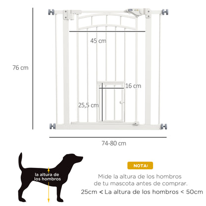 Pawhut Barrera De Seguridad Extensible 74-80x76 Cm Con Extensión Blanco_2