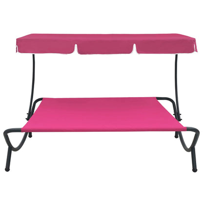 Tumbona Sofá De Jardín Con Toldo Rosa_1