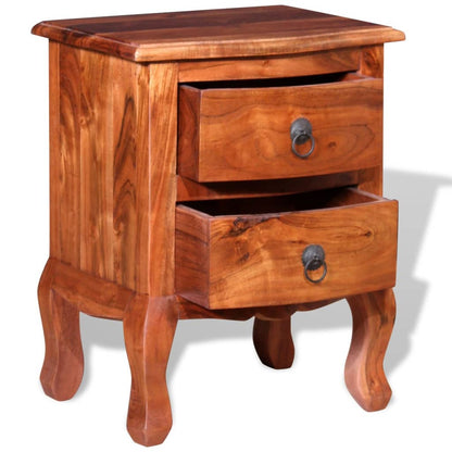 Mesitas De Noche Con Cajones 2 Uds Madera Maciza De Acacia_4