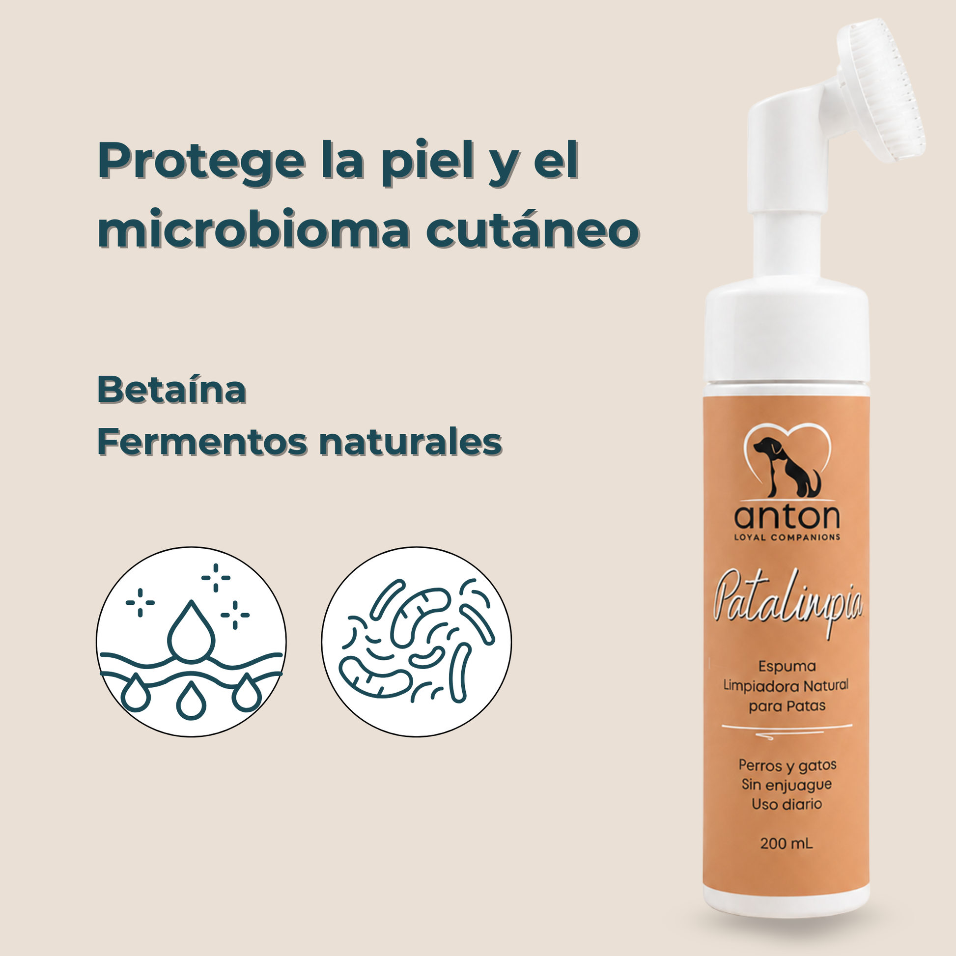Espuma limpiadora natural para la higiene de las patas de perros y gatos – 200 ml_3