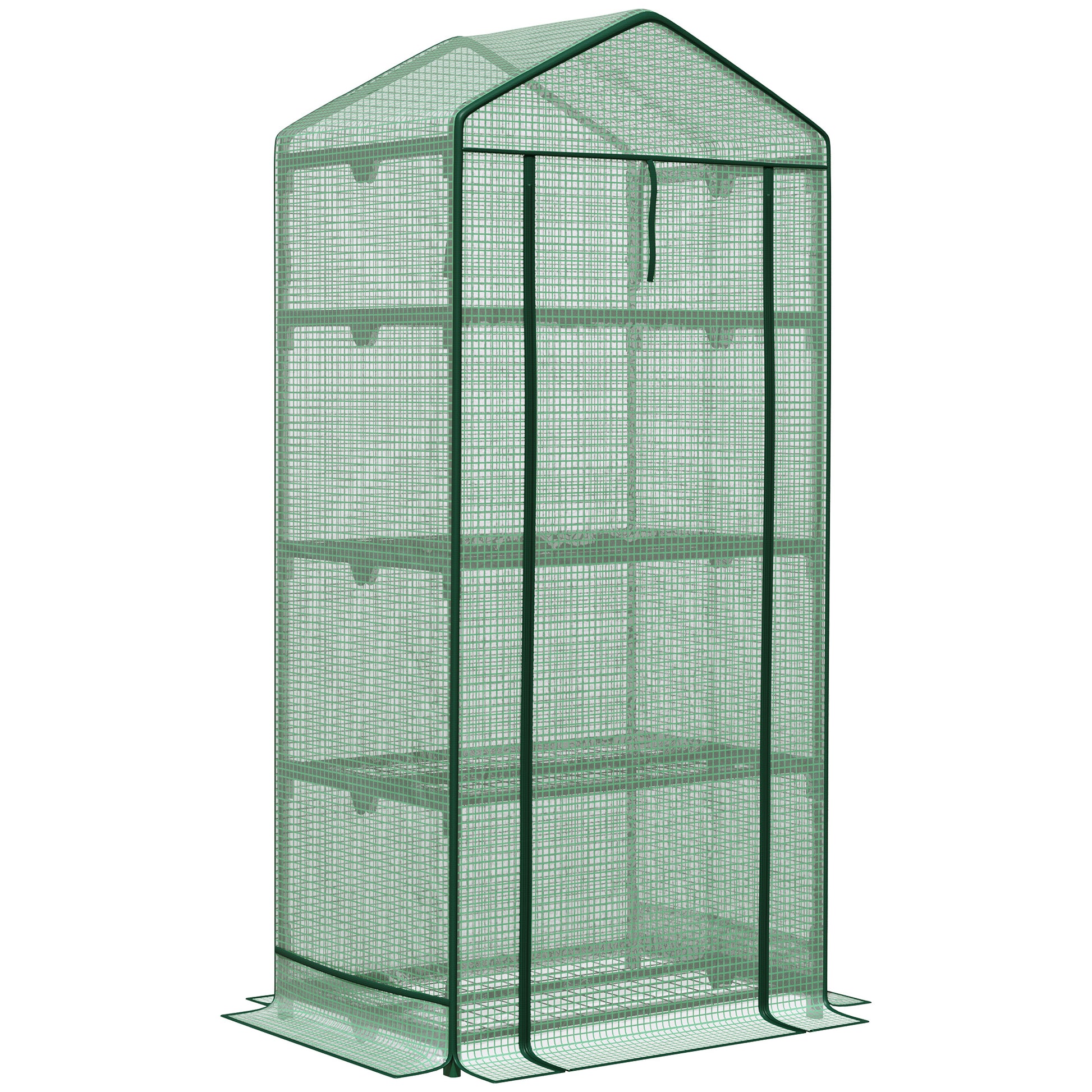 Outsunny Invernadero De Terraza Con 4 Estantes De Alambre Y Puerta Enrollable_0