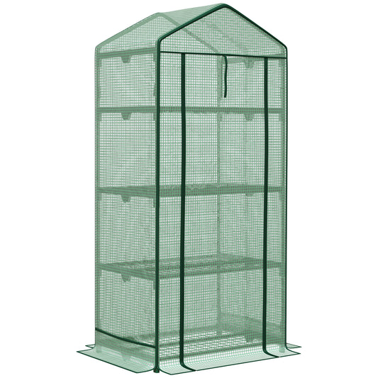 Outsunny Invernadero De Terraza Con 4 Estantes De Alambre Y Puerta Enrollable_0