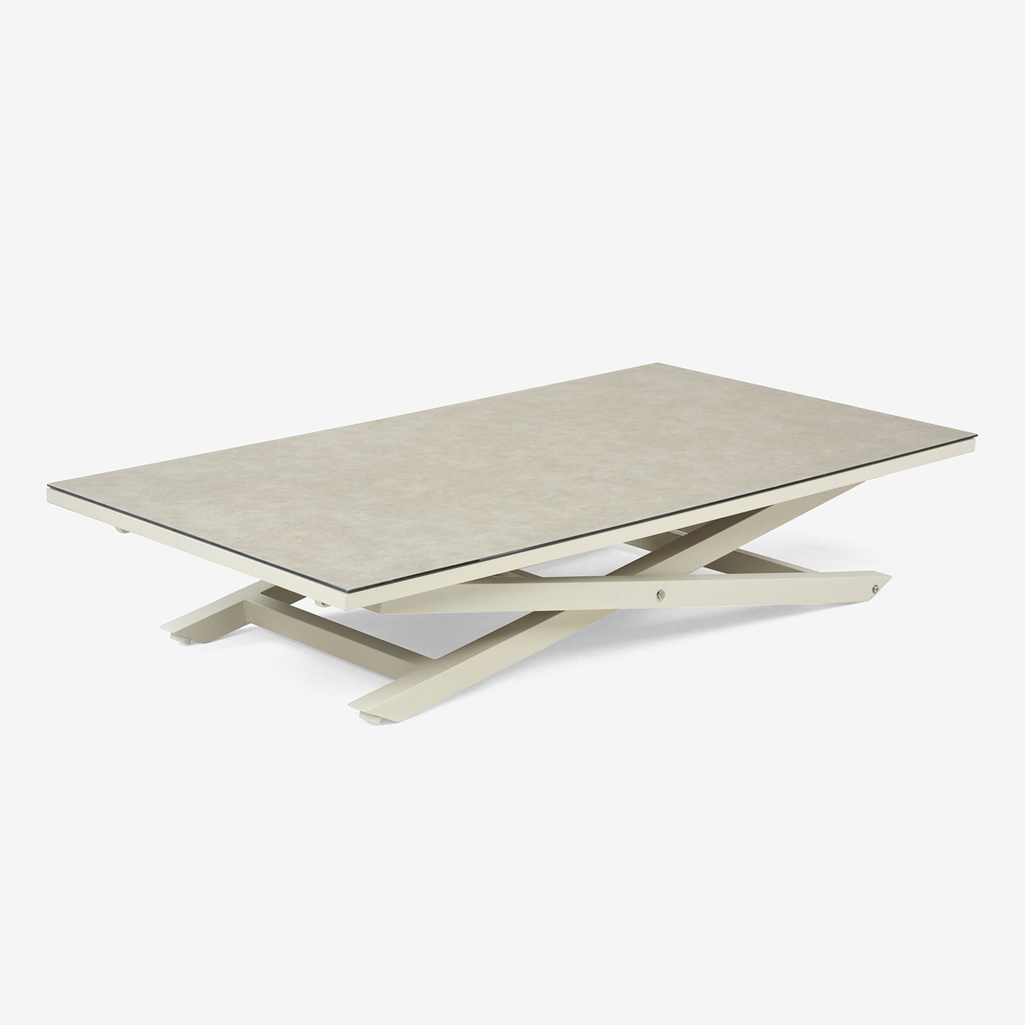 Conjunto Relax Reclinables, Mesa Regulable, Aluminio, Color Blanco Envejecido, Mesa:140x80x29/64cm Sillón:66x83x104 Cm Sofá:126x82x112 Cm Alto_5