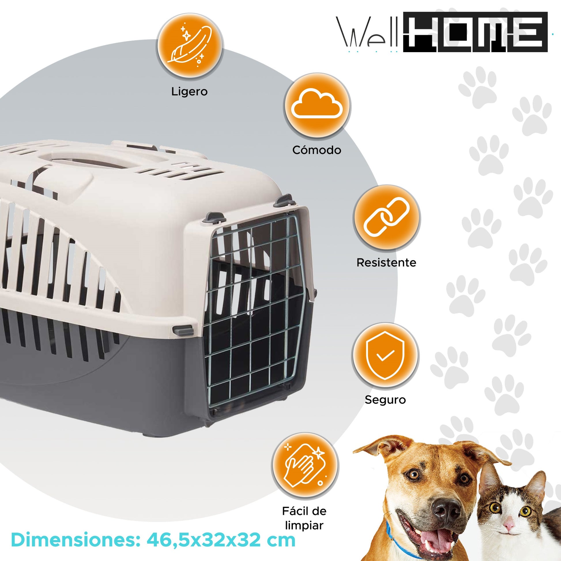 Transportín De Mascotas Portátil Antracita Ideal Para Perros Y Gatos 46.5x32x32cm_1