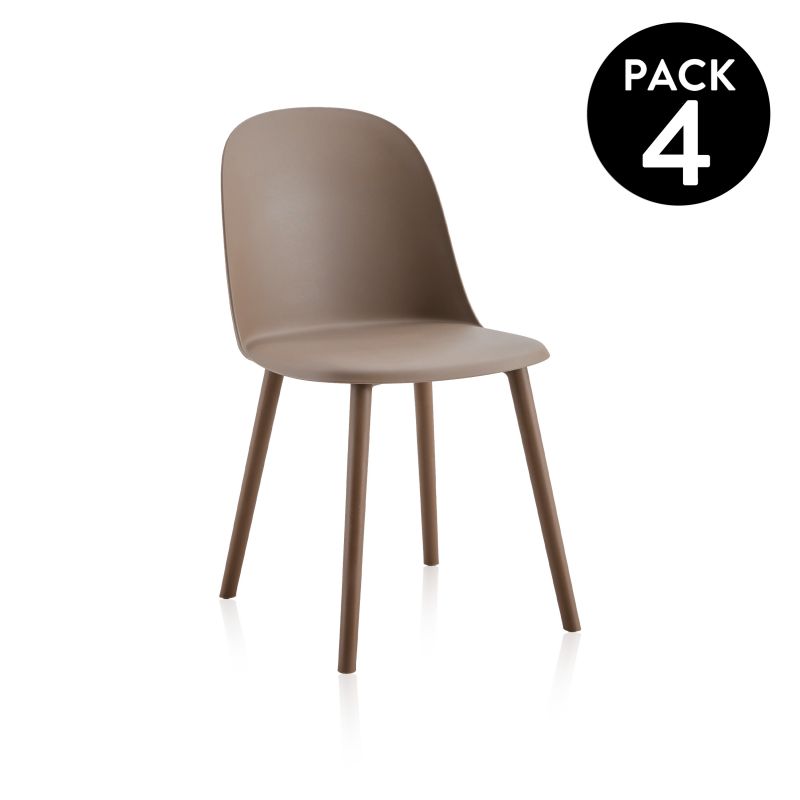Pack 4 Sillas De Comedor Sabra Polipropileno, Taupé, 48 X 80,5 X 45_0