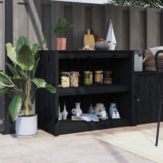 Mueble De Cocina Exterior Madera Maciza Pino Negro 106x55x92 Cm_0