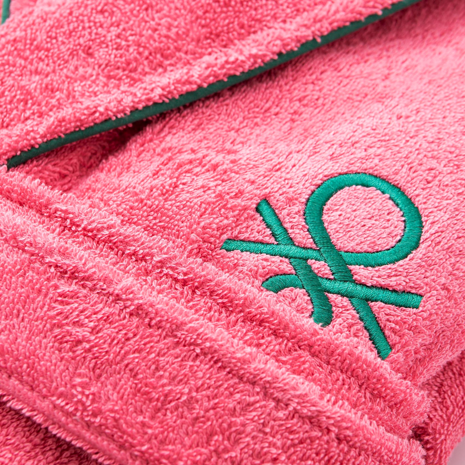 Albornoz M/l 420gsm 100% Algodon C/ Logo Bordado Rosa Core Benetton