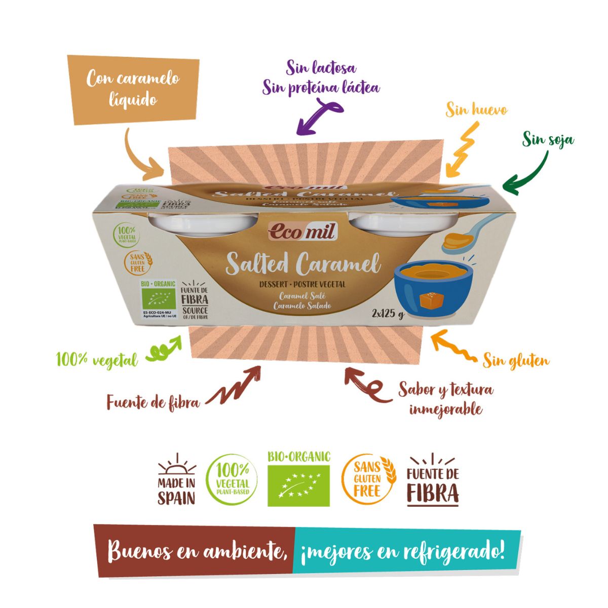 Postre Salted Caramel Bio Ecomil 2 uds de 125 g