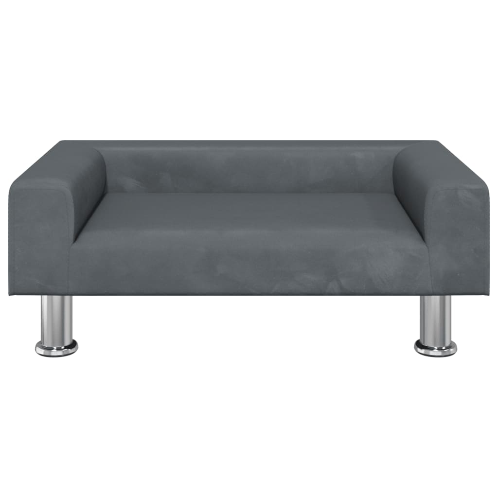 Cama Para Perros De Terciopelo Gris Oscuro 70x45x26,5 Cm / Vetonek_1