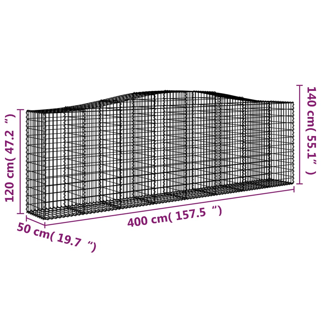 Cestas De Gaviones 7 Uds Forma De Arco Hierro 400x50x120/140 Cm_5
