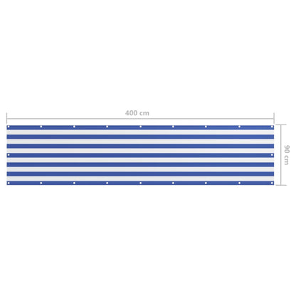 Vidaxl Toldo Para Balcón Tela Oxford Blanco Y Azul 90x400 Cm_4
