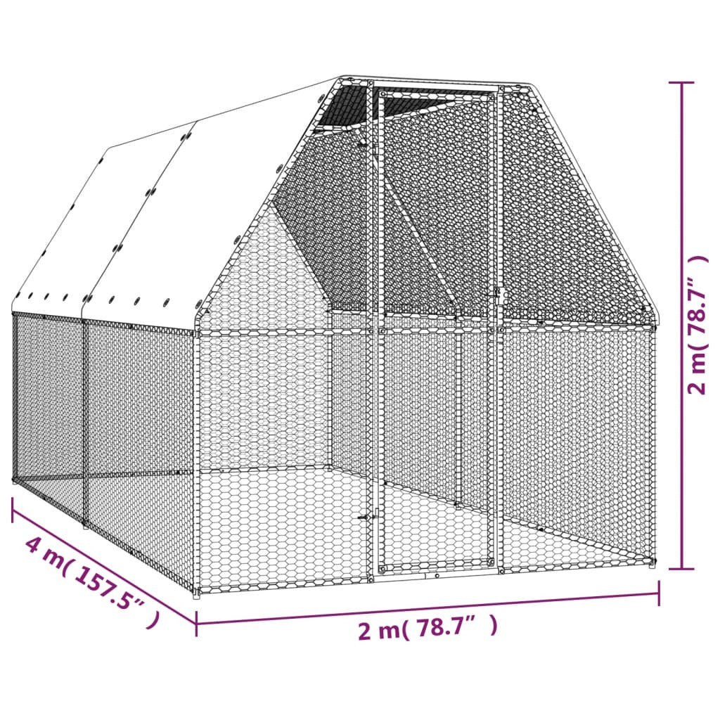 Vidaxl Jaula Gallinero De Acero Galvanizado 2x4x2 M_2