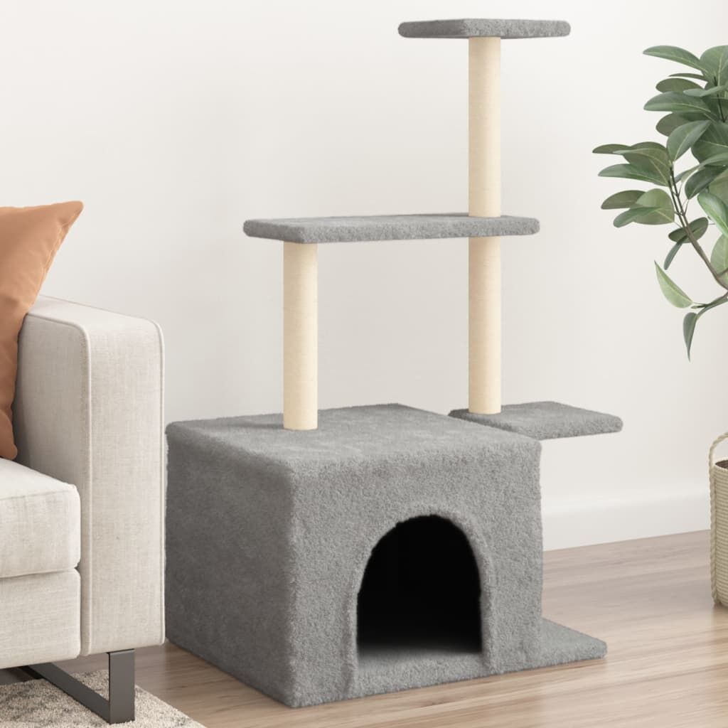 Vidaxl Rascador Para Gatos Con Postes De Sisal Gris Claro 110 Cm_1