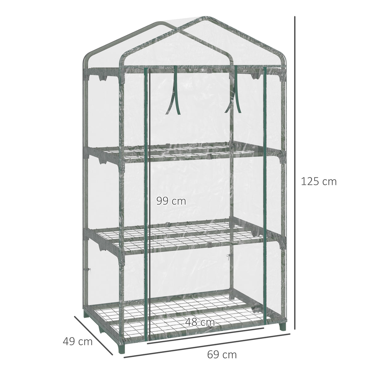 Invernadero De Jardín Outsunny Metal, Pvc Transparente 69x49x125 Cm_2