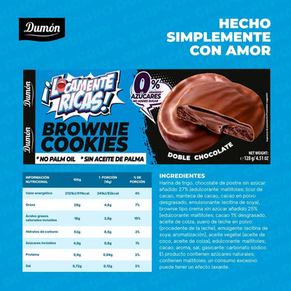Galletas Brownie Doble Chocolate 128gr -Dumón Snack Proteico Sin Azúcares Añadidos- Pack De 14 Unidades_3